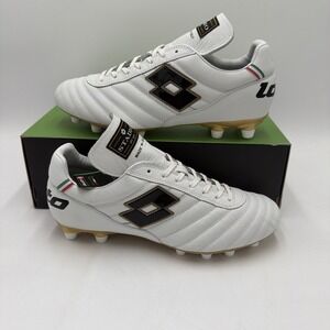 Lotto Stadio OG II FG Soccer Cleats - White, All Black | Men's Size 9.5  No Lid